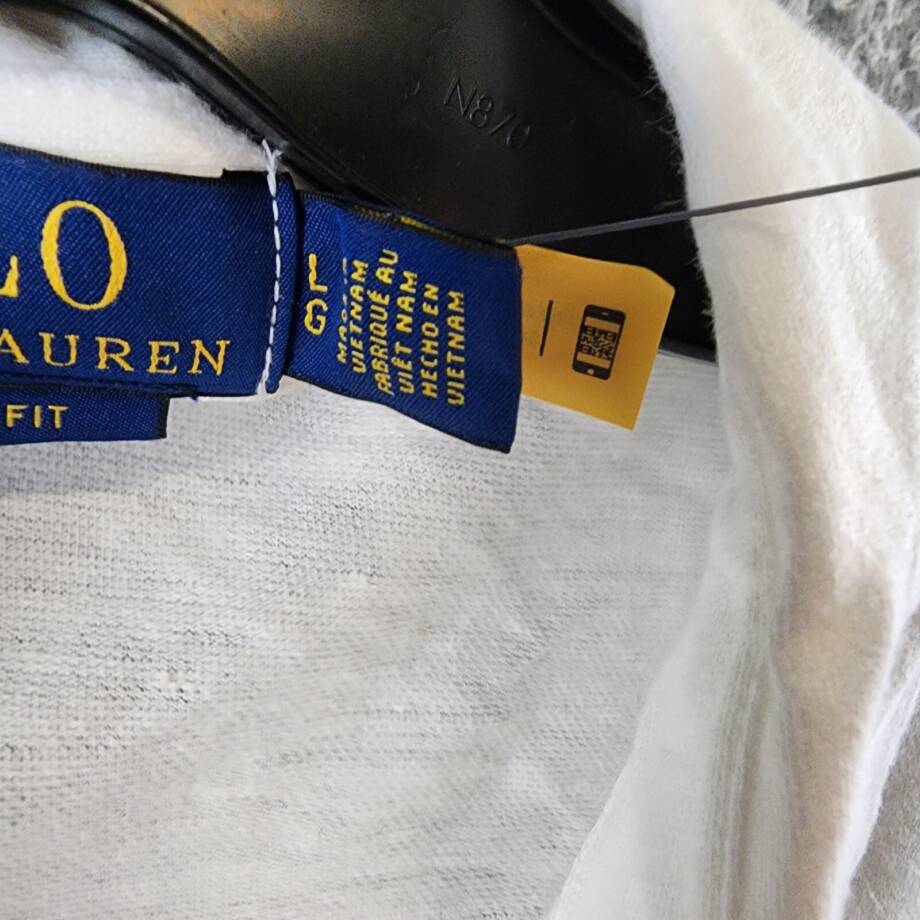 Polo Ralph Lauren Classic-Fit Cotton-Linen Mesh Polo Shirt Mens L White Collared