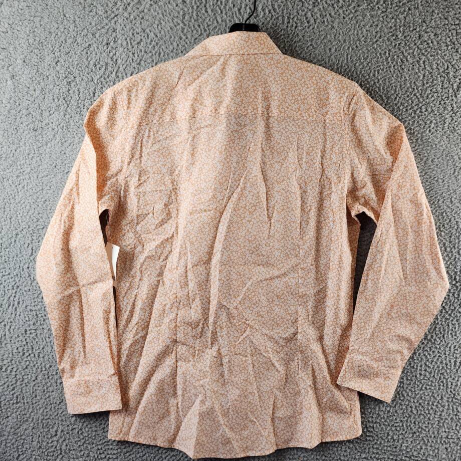 Bar III Slim-Fit Wave Floral Dress Shirt Mens M (15-15.5) Apricot Button Closure