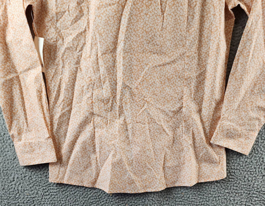 Bar III Slim-Fit Wave Floral Dress Shirt Mens M (15-15.5) Apricot Button Closure