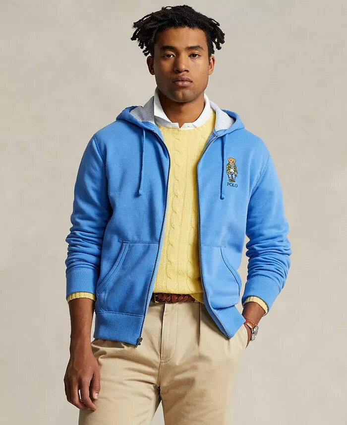 Polo Ralph Lauren Polo Bear Fleece Full-Zip Hoodie Mens XXL Blue Kangaroo Pocket