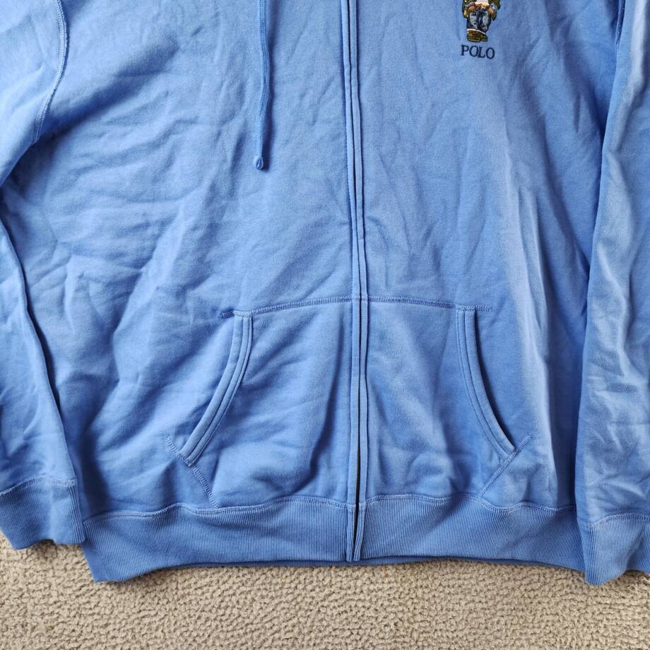 Polo Ralph Lauren Polo Bear Fleece Full-Zip Hoodie Mens XXL Blue Kangaroo Pocket