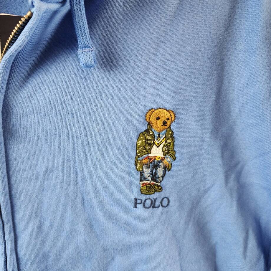 Polo Ralph Lauren Polo Bear Fleece Full-Zip Hoodie Mens XXL Blue Kangaroo Pocket