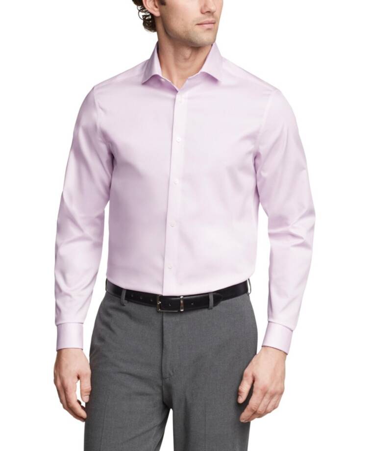 Calvin Klein Steel Modern Pin Cord Dress Shirt Men's XL 34/35 17.5 Pink Lavender