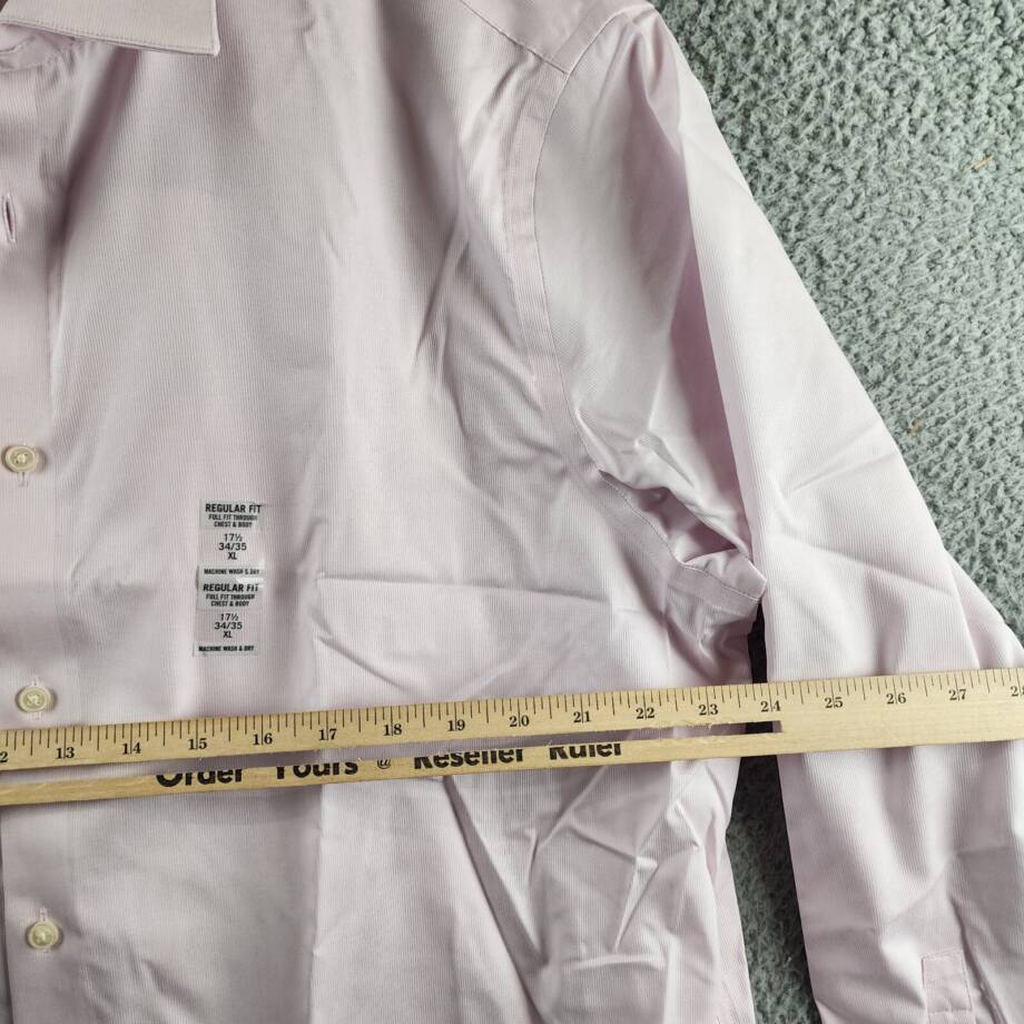 Calvin Klein Steel Modern Pin Cord Dress Shirt Men's XL 34/35 17.5 Pink Lavender
