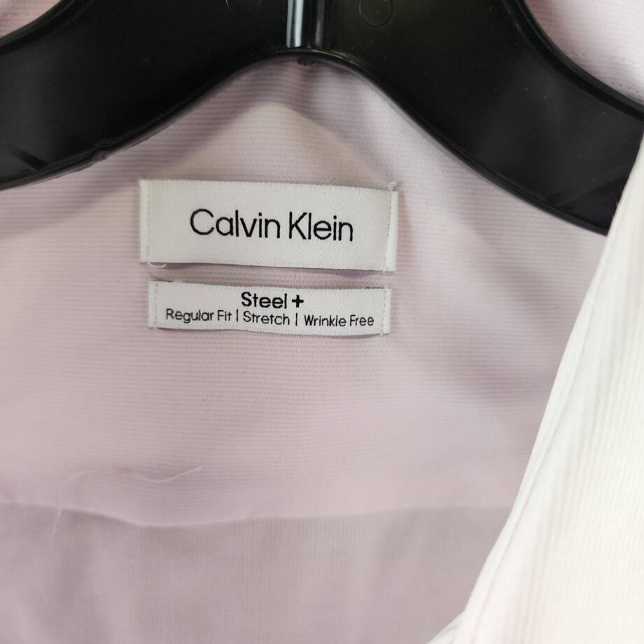 Calvin Klein Steel Modern Pin Cord Dress Shirt Men's XL 34/35 17.5 Pink Lavender
