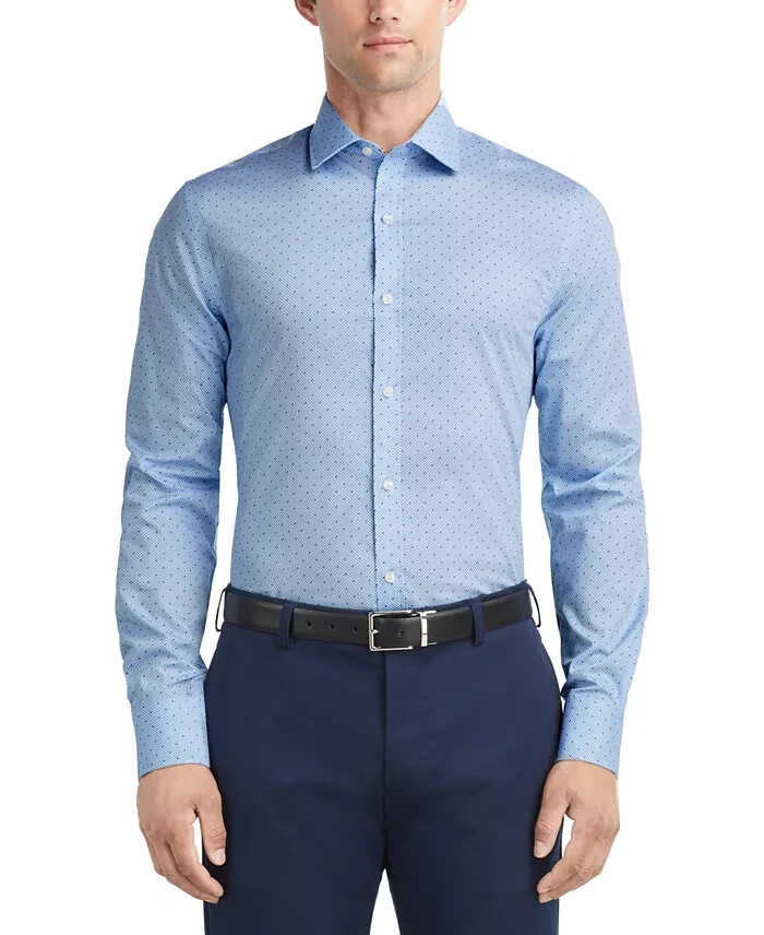 Tommy Hilfiger Slim-Fit Wrinkle-Free Twill Dress Shirt Men's 2XL Light Blue L/S