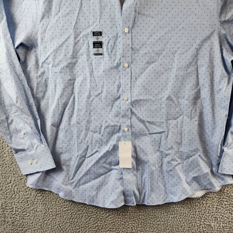 Tommy Hilfiger Slim-Fit Wrinkle-Free Twill Dress Shirt Men's 2XL Light Blue L/S