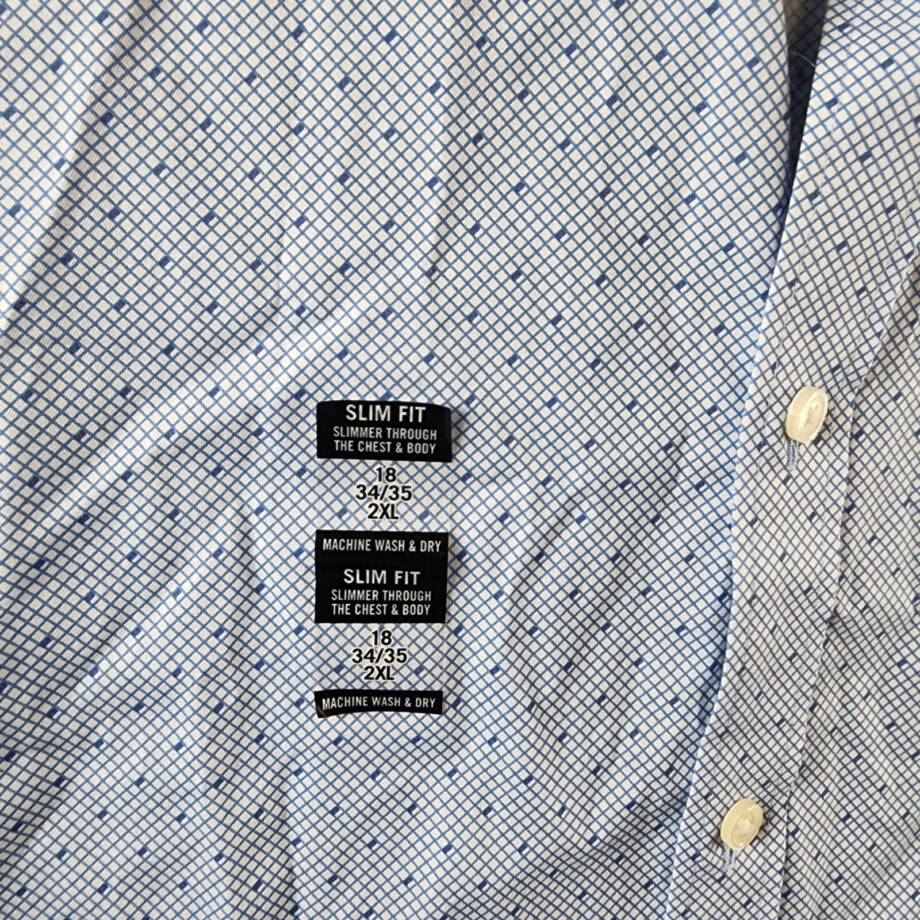 Tommy Hilfiger Slim-Fit Wrinkle-Free Twill Dress Shirt Men's 2XL Light Blue L/S