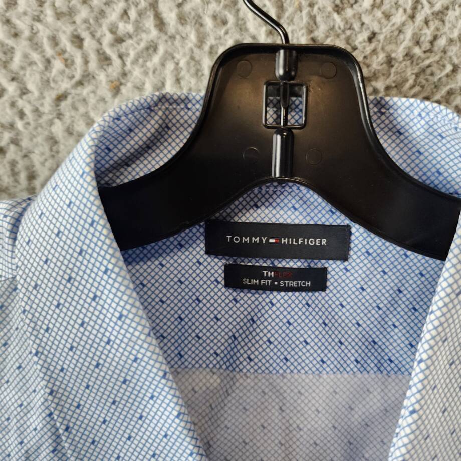 Tommy Hilfiger Slim-Fit Wrinkle-Free Twill Dress Shirt Men's 2XL Light Blue L/S