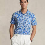 Polo Ralph Lauren Printed Polo Shirt Men's S Blue Short Sleeves Patch Pocket