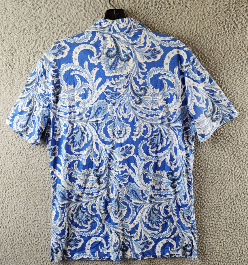 Polo Ralph Lauren Printed Polo Shirt Men's S Blue Short Sleeves Patch Pocket
