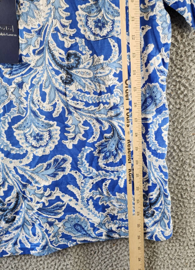Polo Ralph Lauren Printed Polo Shirt Men's S Blue Short Sleeves Patch Pocket
