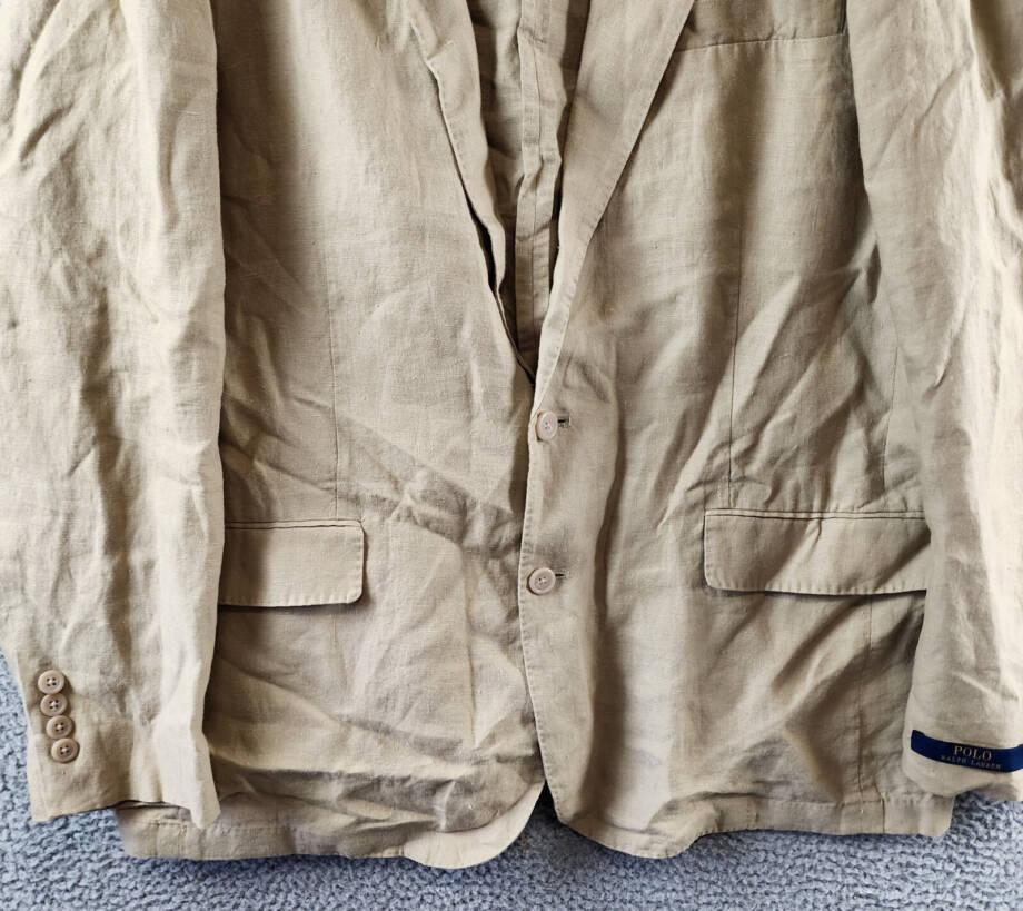 Polo Ralph Lauren Soft Modern Linen Suit Jacket Men's 48R Beige Notch Lapels