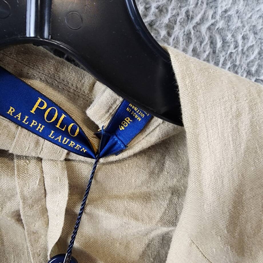 Polo Ralph Lauren Soft Modern Linen Suit Jacket Men's 48R Beige Notch Lapels