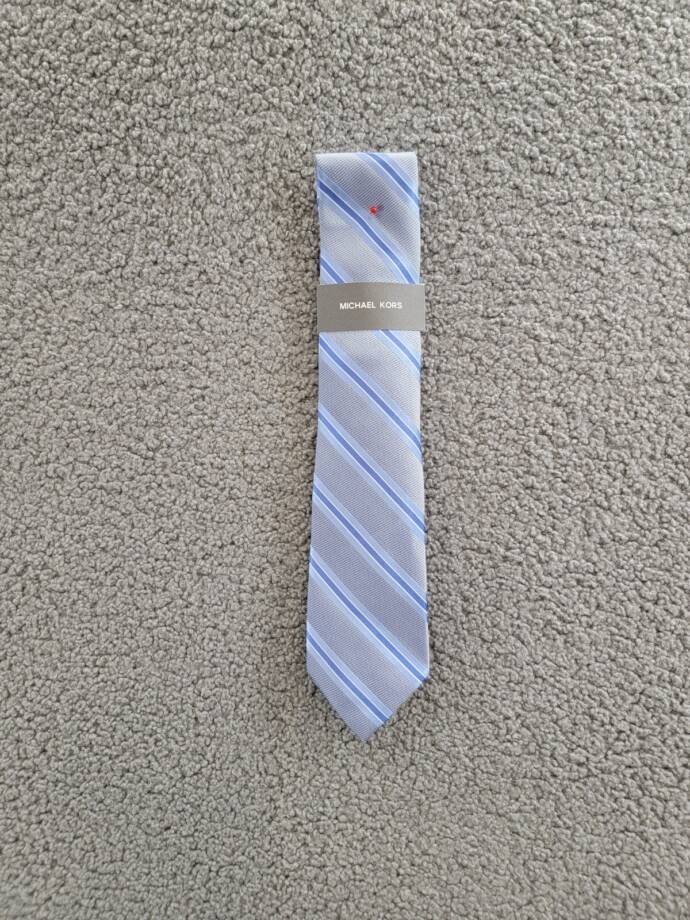 Michael Kors Vitra Stripe Tie Men's One Size Blue Adjustable Pointed Style