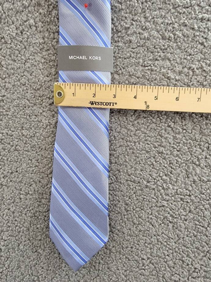 Michael Kors Vitra Stripe Tie Men's One Size Blue Adjustable Pointed Style