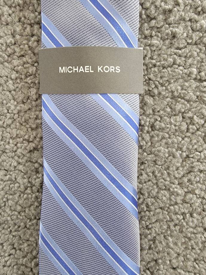 Michael Kors Vitra Stripe Tie Men's One Size Blue Adjustable Pointed Style