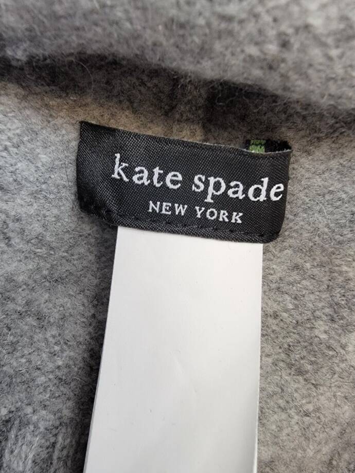 kate spade new york Wool Bow Ribbed-Cuff Knit Beanie Women's OS Gray Heather