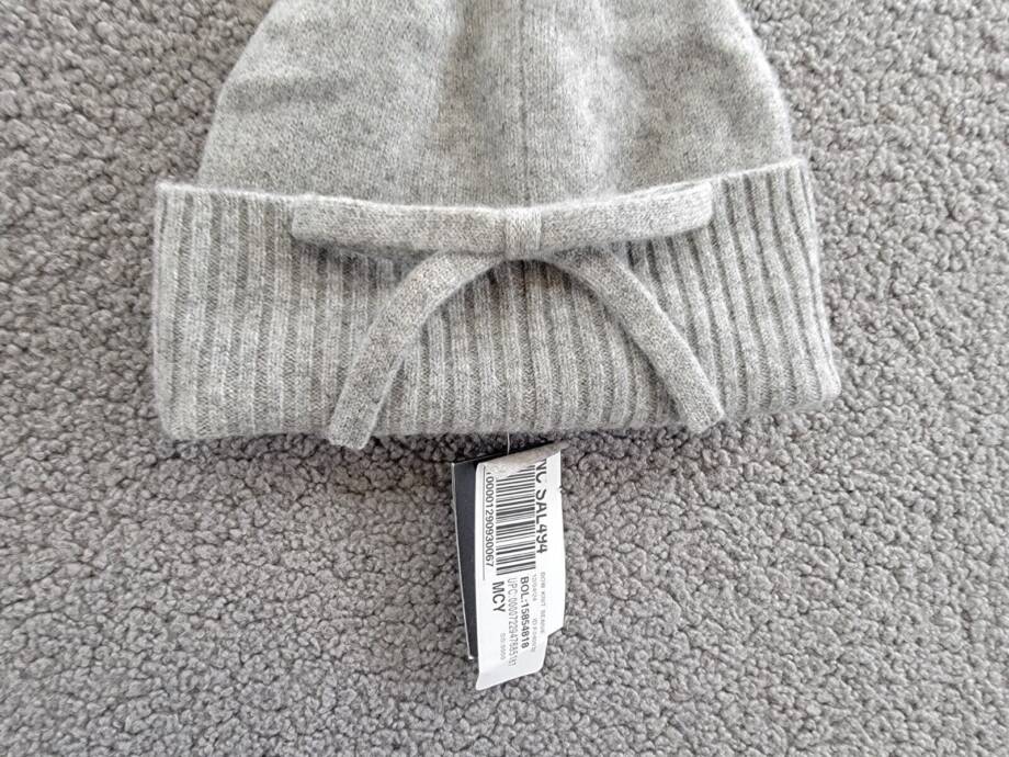 kate spade new york Wool Bow Ribbed-Cuff Knit Beanie Women's OS Gray Heather