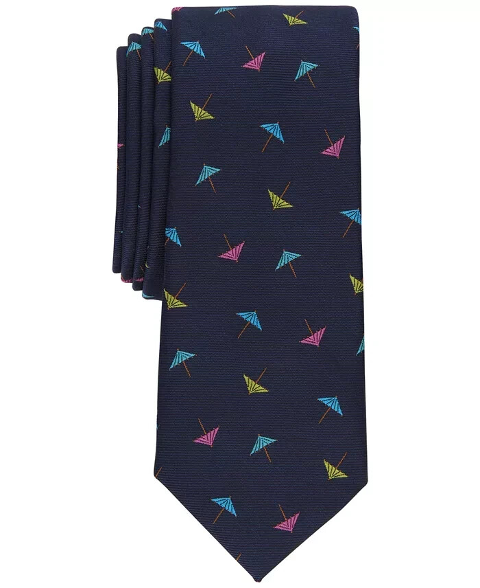 Bar III Skinny Design Cocktail Umbrellas Tie Men's One Size Navy Blue Pointed