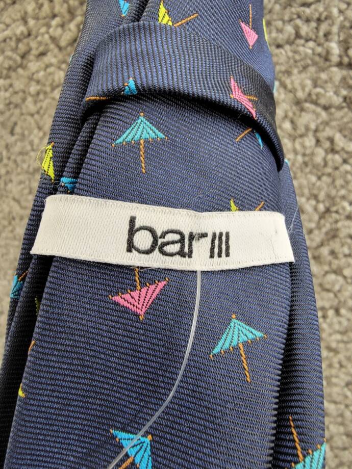 Bar III Skinny Design Cocktail Umbrellas Tie Men's One Size Navy Blue Pointed