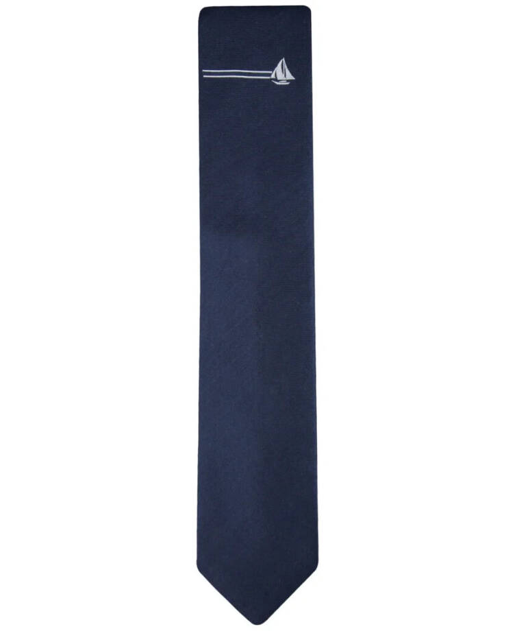 Tommy Hilfiger Silk Blend Boat Bar Panel Tie Men's One Size Navy Adjustable