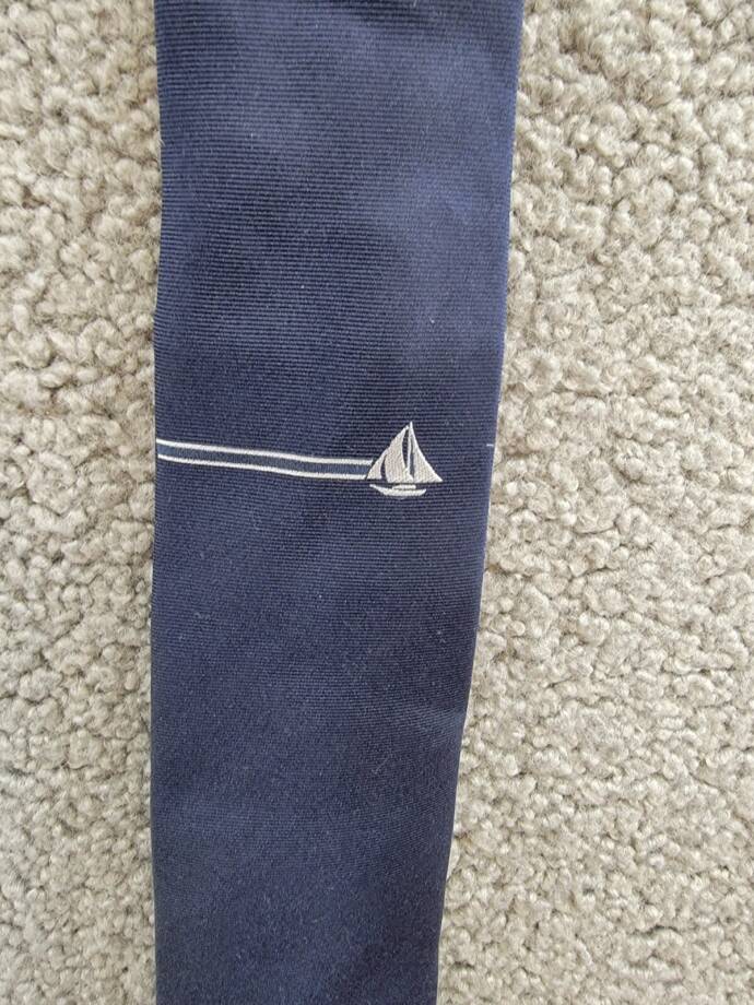 Tommy Hilfiger Silk Blend Boat Bar Panel Tie Men's One Size Navy Adjustable