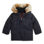 Polo Ralph Lauren Artificial-fur-Trim Down Parka Jacket Little Boys 5 Black L/S