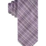 Calvin Klein Silk Blend Fine Wire Plaid Tie Men's Purple Adjustable