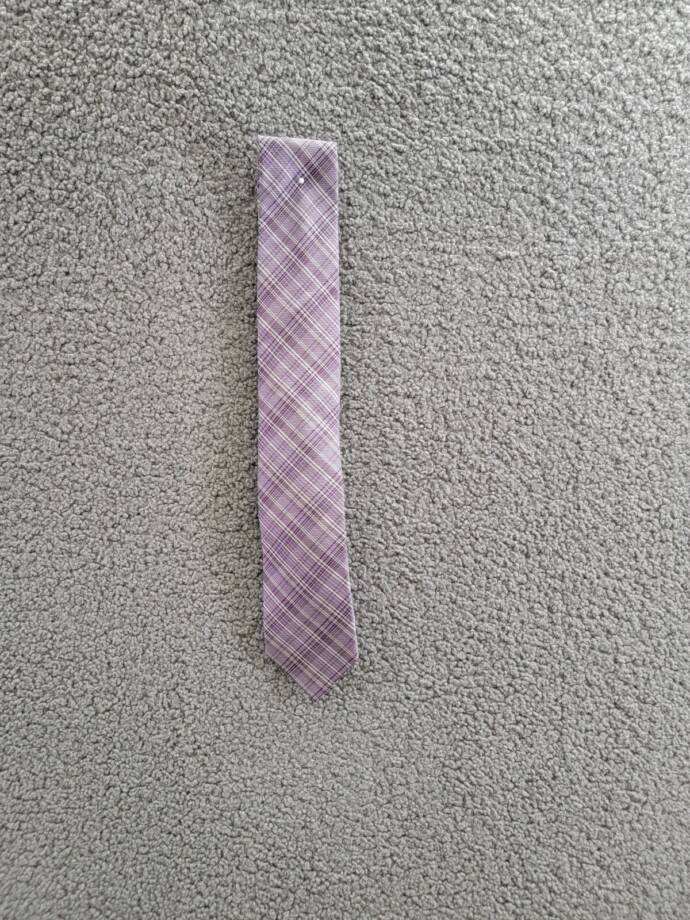 Calvin Klein Silk Blend Fine Wire Plaid Tie Men's Purple Adjustable