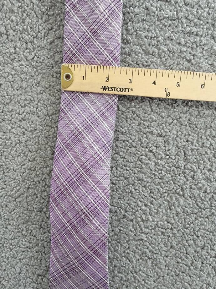 Calvin Klein Silk Blend Fine Wire Plaid Tie Men's Purple Adjustable