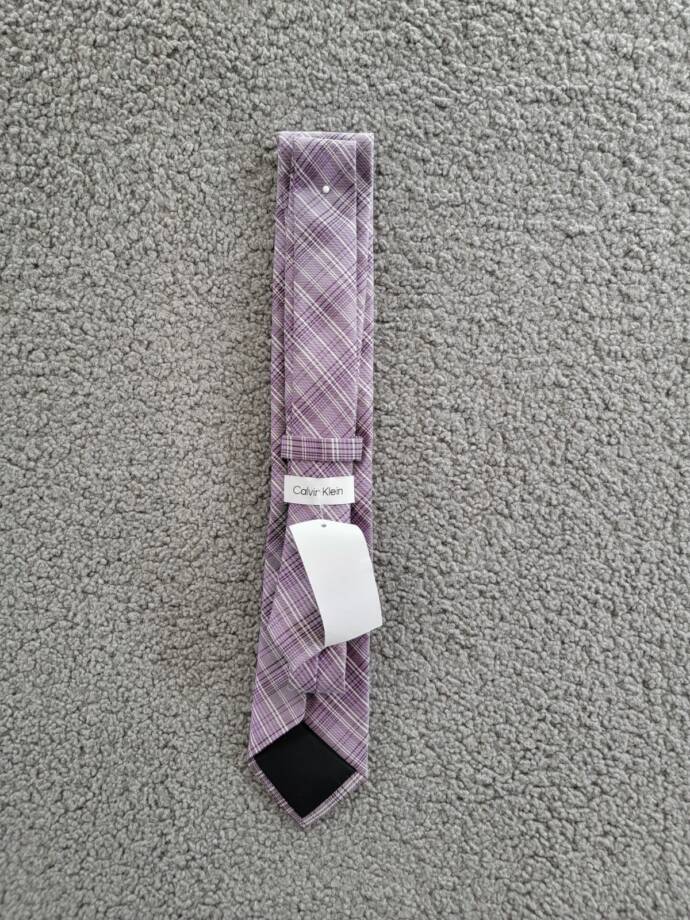 Calvin Klein Silk Blend Fine Wire Plaid Tie Men's Purple Adjustable