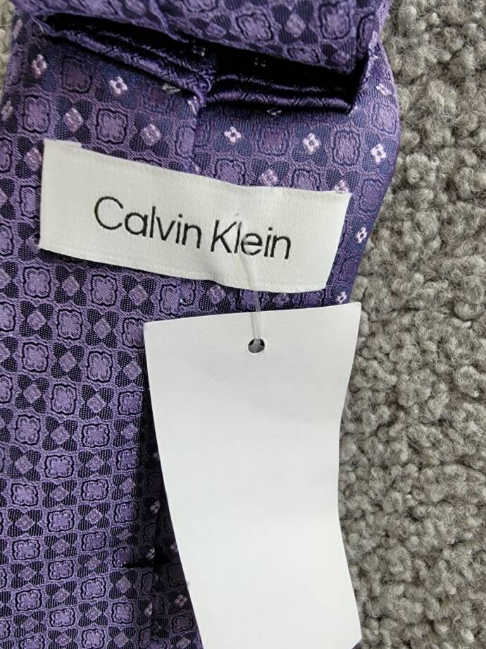 Calvin Klein Silk Blend Four Points Medallion Ties Men's Purple Adjustable