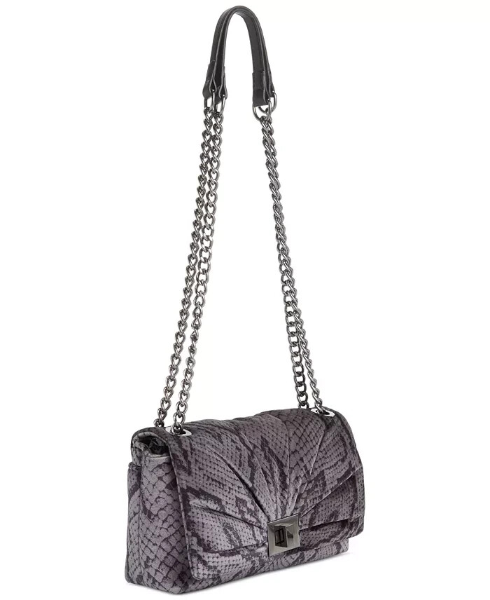 I.N.C. International Concepts Mini Ajae Velvet Snake Shoulder Bag - Charcoal