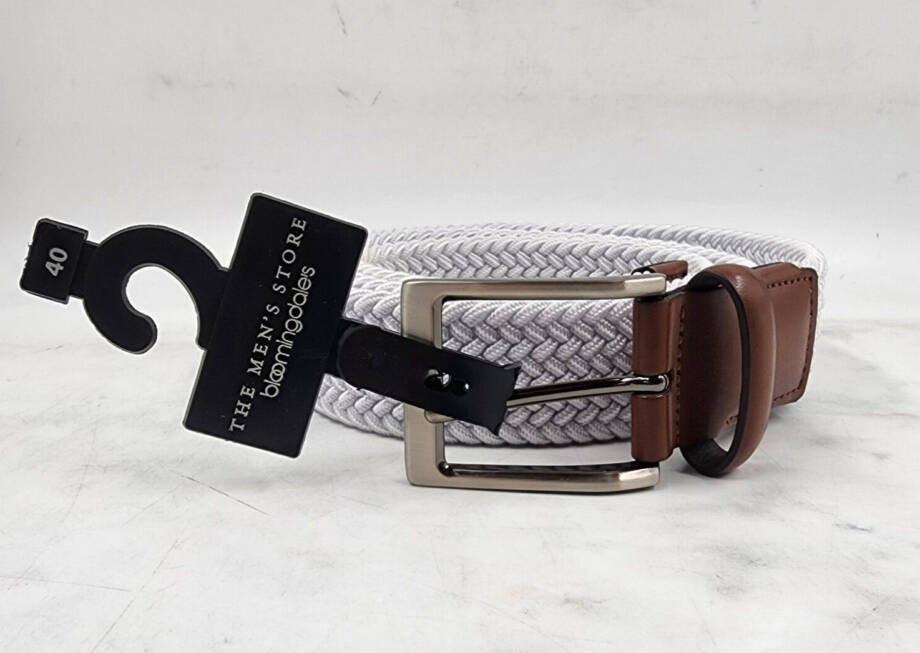 The Men's Store at Bloomingdale's Woven Stretch Belt Men's 40 White Elastic Cord