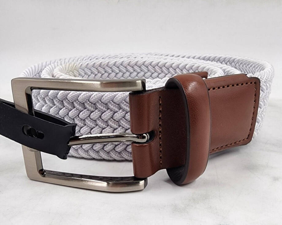 The Men's Store at Bloomingdale's Woven Stretch Belt Men's 40 White Elastic Cord