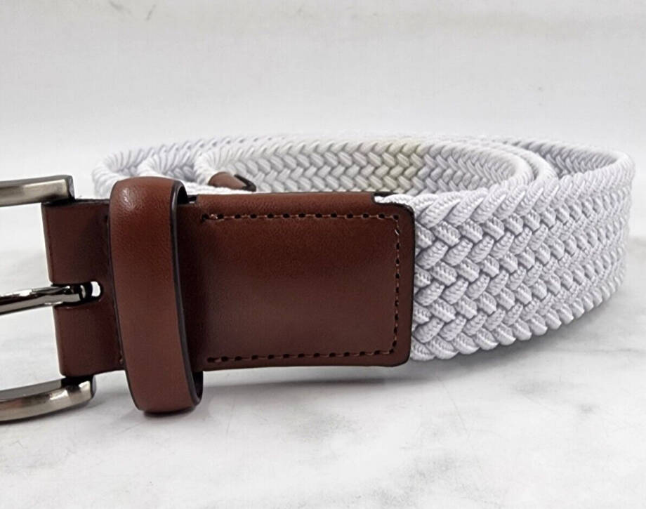 The Men's Store at Bloomingdale's Woven Stretch Belt Men's 40 White Elastic Cord