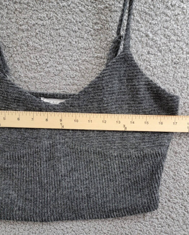 SAGE The Label Cropped Top Women's L Charcoal V-Neck Adjustable Strap Pullover