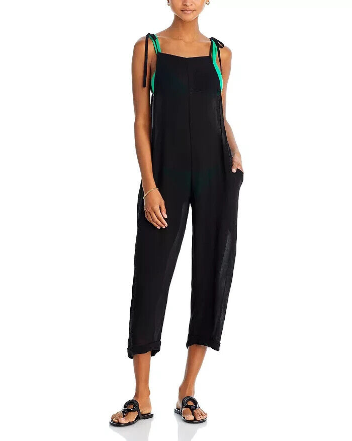 Aqua Jumper Swim Cover-Up Women's M Black Straight Neck Shoulder Tie Closure