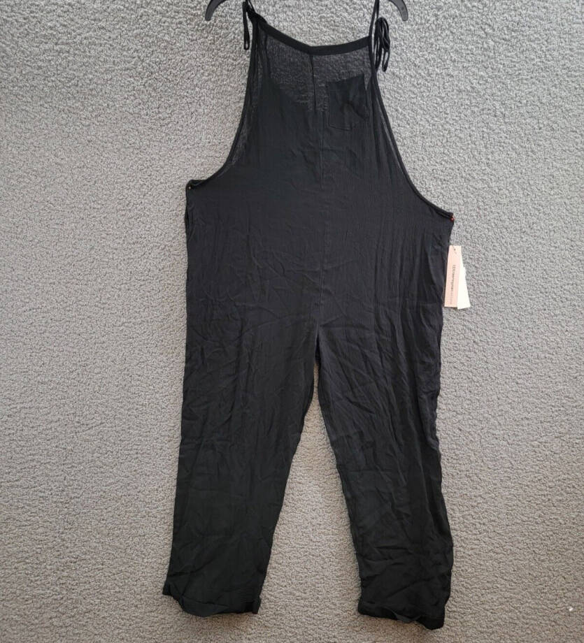 Aqua Jumper Swim Cover-Up Women's M Black Straight Neck Shoulder Tie Closure
