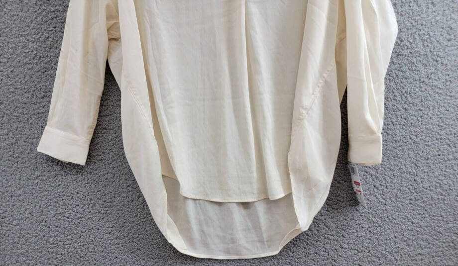 FRENCH CONNECTION Rhodes Textured Crepe Top Women's S Classic Cream Long Sleeve