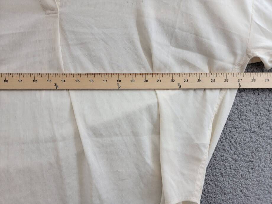 FRENCH CONNECTION Rhodes Textured Crepe Top Women's S Classic Cream Long Sleeve