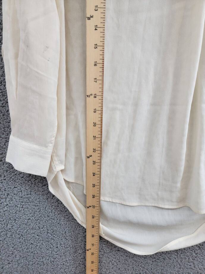 FRENCH CONNECTION Rhodes Textured Crepe Top Women's S Classic Cream Long Sleeve