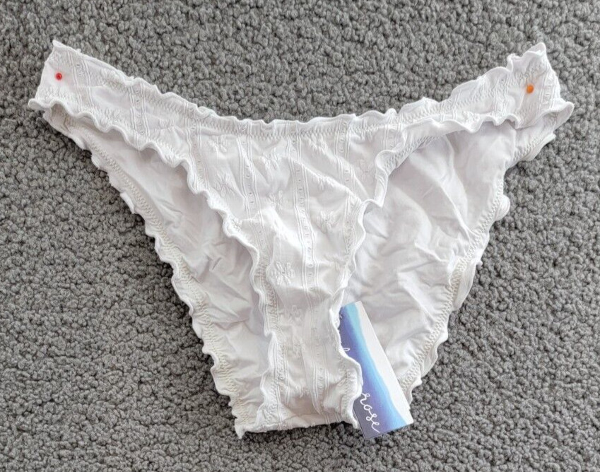 Isabella Rose Meadow Maui Bikini Bottom Women's S Marshmallow Ruffled Hem