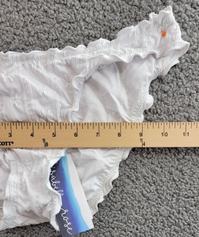 Isabella Rose Meadow Maui Bikini Bottom Women's S Marshmallow Ruffled Hem