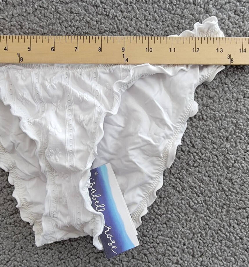 Isabella Rose Meadow Maui Bikini Bottom Women's S Marshmallow Ruffled Hem