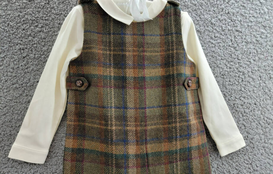 Ralph Lauren Interlock Bodysuit & Plaid Wool Blend Overall Set Baby Boys' 24M