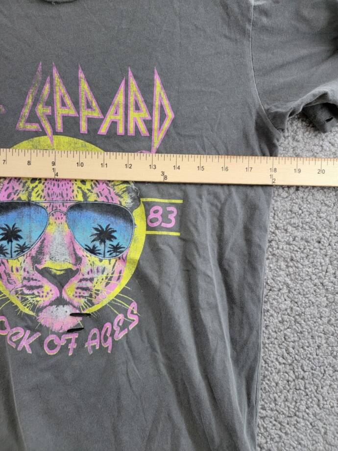 Dirty Cotton Scoundrels Def Leppard Rock Of Ages Shirt Womens XS Gray Distressed