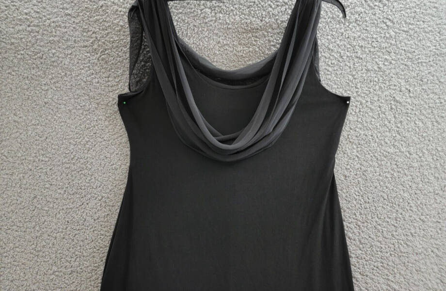 Connected Apparel Cowlneck Sleeveless A-Line Dress Women's 14 Black Pullover