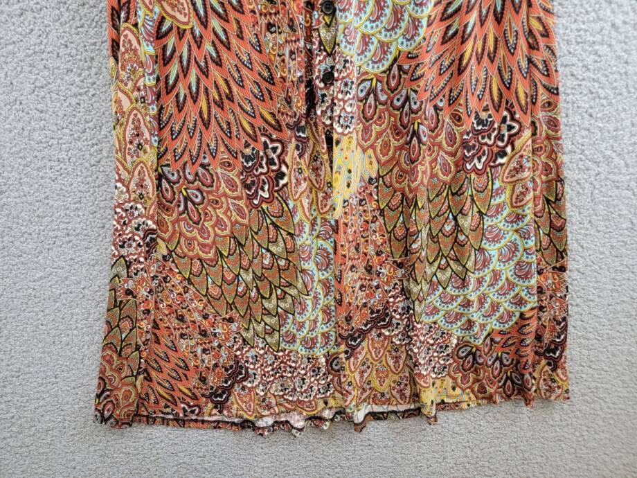 MSK Printed Button-Front Midi Dress Women's Large Spice V-Neck Short Sleeve